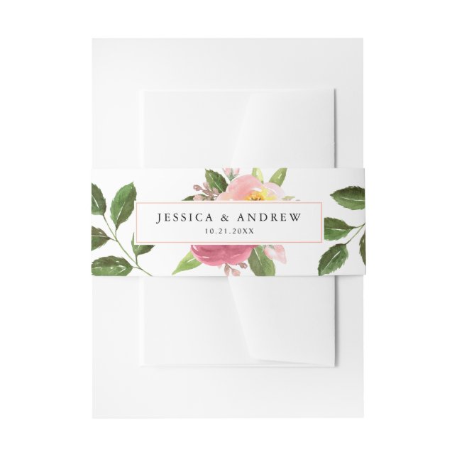 Blush Pink Floral Watercolor Hochzeit Einladungsbanderole (Vorderseite Beispiel)