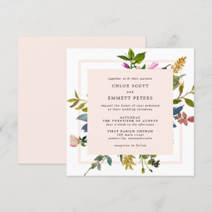Blush Pink Floral Watercolor Square Hochzeit Einladung