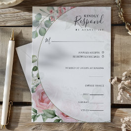 Blush Pink Floral Watercolor Wedding RSVP Karte