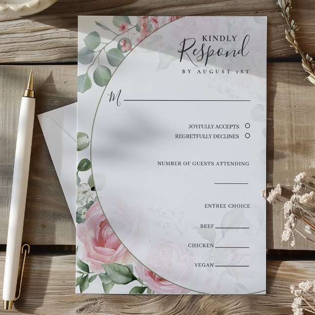 Blush Pink Floral Watercolor Wedding RSVP Karte (Blush Pink Floral Watercolor Wedding RSVP Card)
