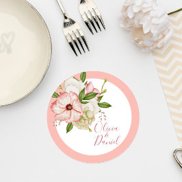 Blush Pink Floral Wedding Coaster Runder Pappuntersetzer