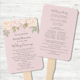Blush Pink Floral Wedding Custom Programm Fächer