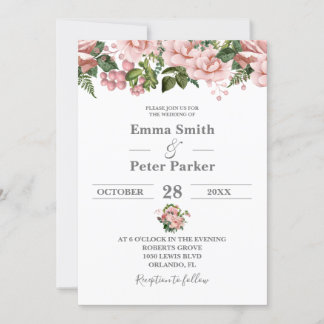 Blush Pink Floral Wedding Einladung