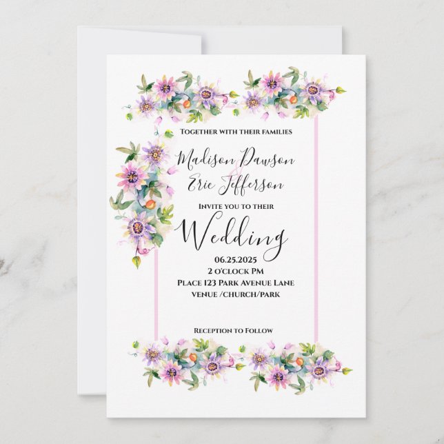 Blush Pink Floral Wedding Einladung (Vorderseite)