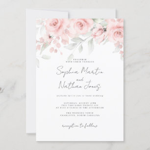 Blush Pink Floral Wedding Einladung