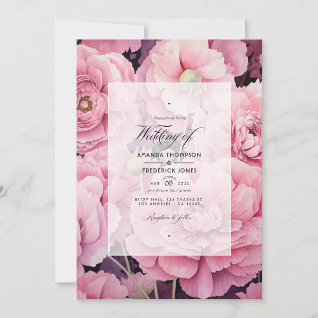 Blush Pink Floral Wedding Einladung (Vorderseite)