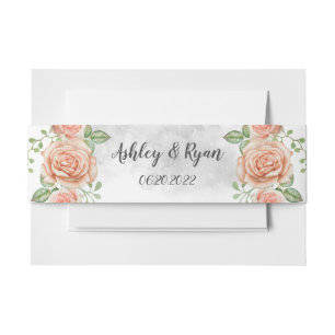 Blush Pink Floral Wedding Einladung Bauch Band