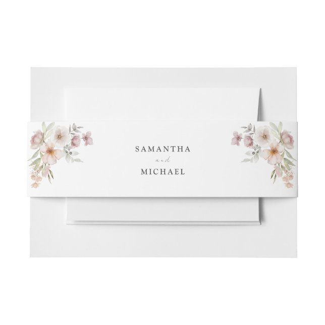 Blush Pink Floral Wedding Einladung Bauch Band (Vorderseite Beispiel)