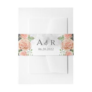 Blush Pink Floral Wedding Einladung Bauch Band