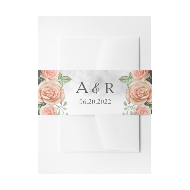 Blush Pink Floral Wedding Einladung Bauch Band (Vorderseite Beispiel)