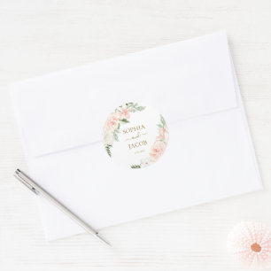 Blush Pink Floral Wedding Einladung Umschlag Aufkl Runder Aufkleber