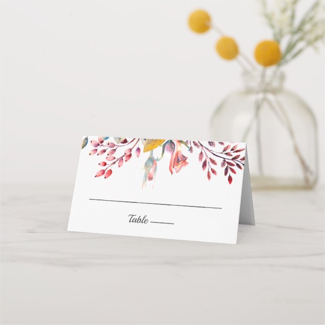 Blush Pink Floral Wedding Folding Platzkarte (Vorderseite)