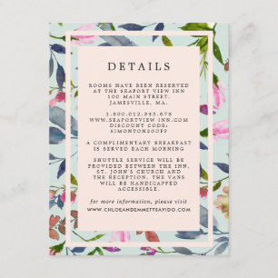 Blush Pink Floral Wedding Gästebuch Informationen Begleitkarte