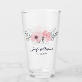 Blush Pink Floral Wedding Keepake Glas