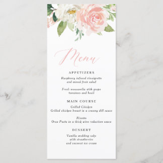 Blush Pink Floral Wedding Menu Menükarte