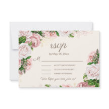 Blush Pink Floral Wedding RSVP Calligrafy Script
