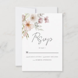 Blush Pink Floral Wedding RSVP Card