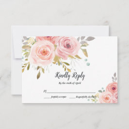 Blush Pink Floral Wedding RSVP Card