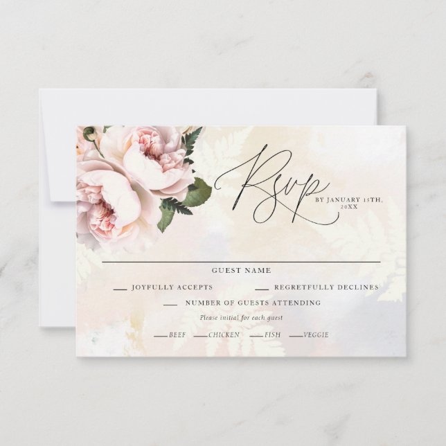 Blush Pink Floral Wedding RSVP Cards (Vorderseite)