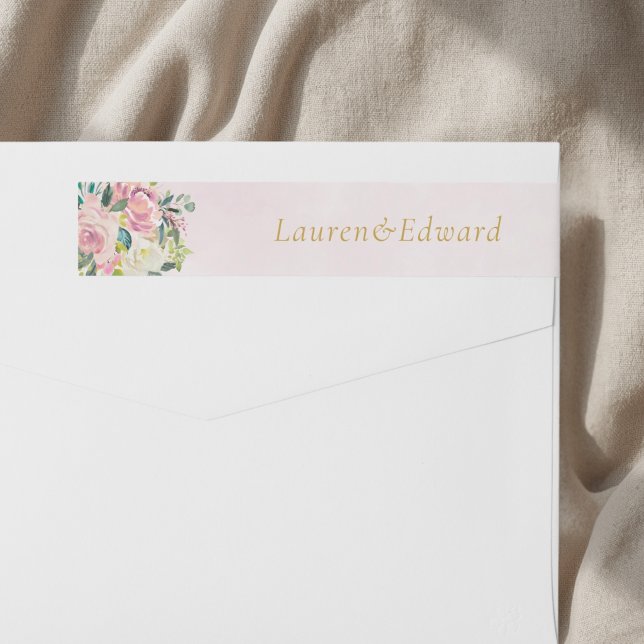 Blush Pink Floral Wedding Rücksendeadresse (Von Creator hochgeladen)