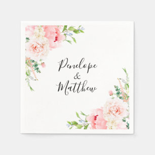 Blush Pink Floral Wedding Serviette
