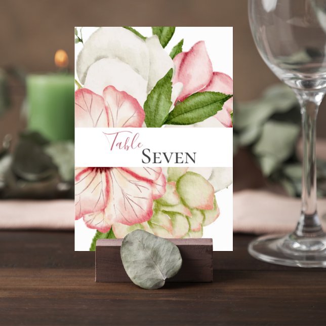 Blush Pink Floral Wedding Table Number Card Tischnummer (Von Creator hochgeladen)