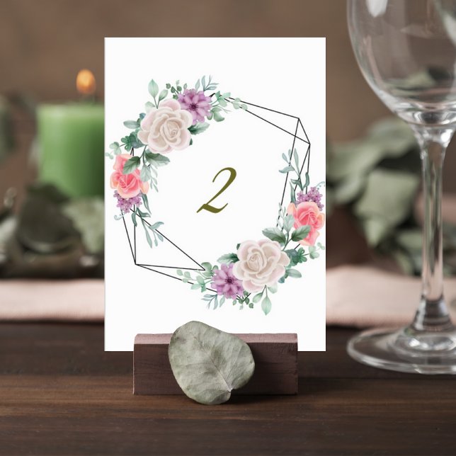 Blush Pink Floral Wedding Table Number Card Tischnummer (Von Creator hochgeladen)