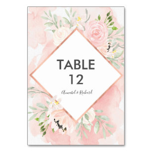 Blush Pink Floral Wedding Tischkarten Tischnummer