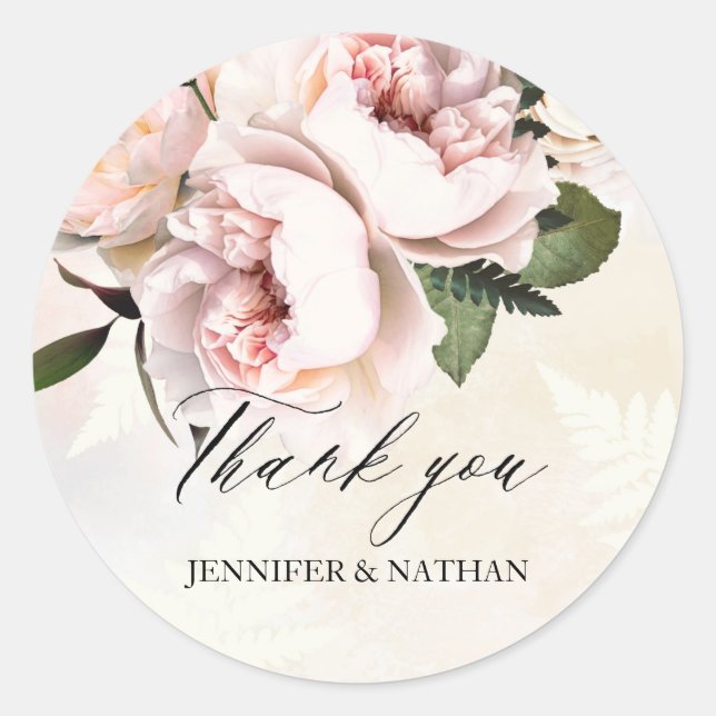 Blush Pink Floral Wedding Umschlag Aufkleber (Vorderseite)