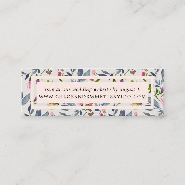 Blush Pink Floral Wedding Website RSVP Cards Mini Visitenkarte (Vorderseite)