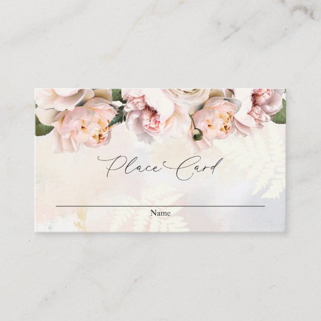 Blush Pink Floral Wedelname Platzkarte Begleitkarte (Vorderseite)