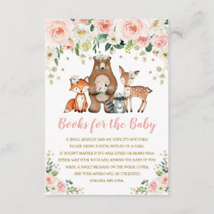Blush Pink Floral Woodland Tiere Bücher für Baby Begleitkarte