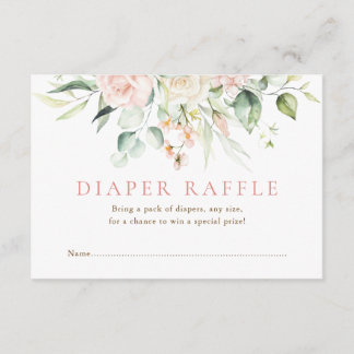 Blush Pink Florals Baby Shower Diaper Raffle Begleitkarte