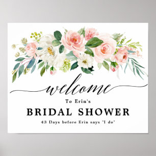 Blush Pink Florals Botanisches Brautparty Willkomm Poster