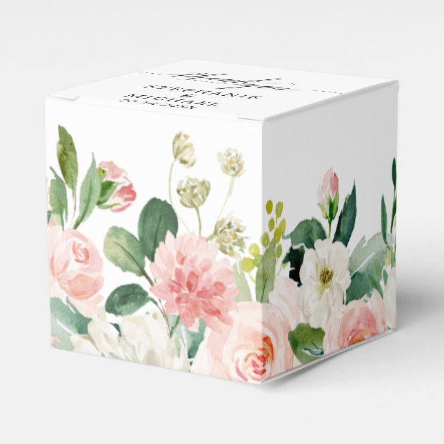 Blush Pink Florals Moderne botanische Hochzeit Geschenkschachtel (Vorderseite)