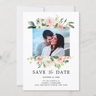Blush Pink Florals Modernes botanisches Hochzeitsf Save The Date