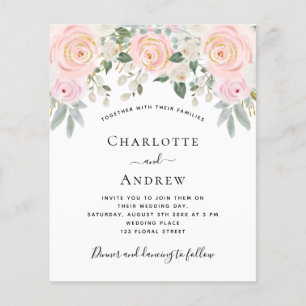 Blush Pink Florals Social Media Hochzeitsbudget Flyer