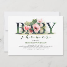 Blush Pink Florals Typografie Kinderdusche
