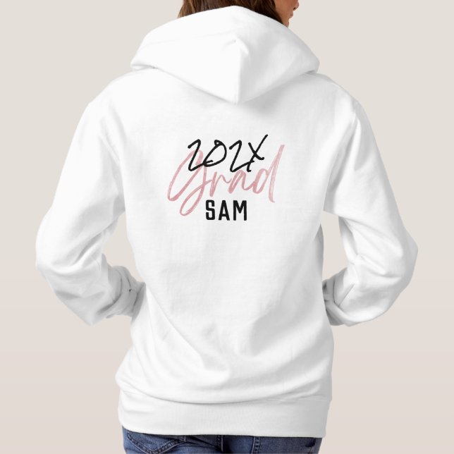 Blush Pink Foil Grad Jahr Custom Chic Hoodie (Rückseite)