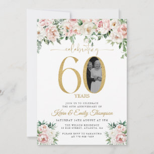 Blush Pink Foto 60 Jahre alt Einladung