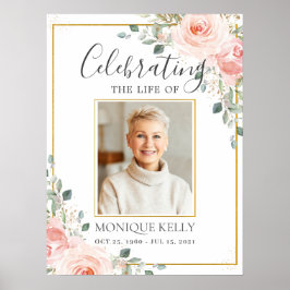 Blush Pink Foto Beerdigung Gedenkfeier Poster