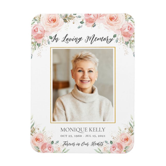 Blush Pink Foto Beerdigung Gedenkstein Vielen Dank Magnet (Vertikal)