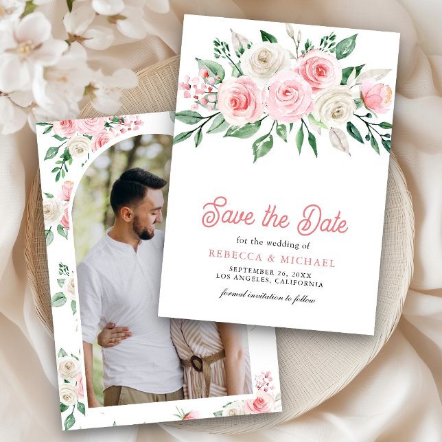 Blush Pink Foto Hochzeit Save The Date (Von Creator hochgeladen)