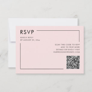 Blush Pink Foto QR Code Hochzeitsszenierung RSVP U Karte