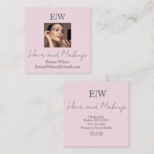 Blush Pink Foto- & Schönheitsstudio Monogramm Quadratische Visitenkarte