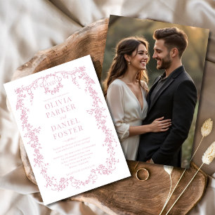 Blush Pink Foto Viktorianische französische Hochze Einladung