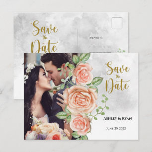 Blush Pink Foto Wedding Save the Date Announcemen Ankündigungspostkarte