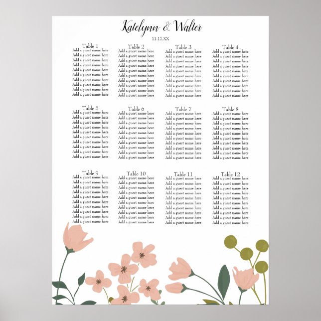 Blush Pink Frühling Blumenstühle Seekarte Poster (Vorne)