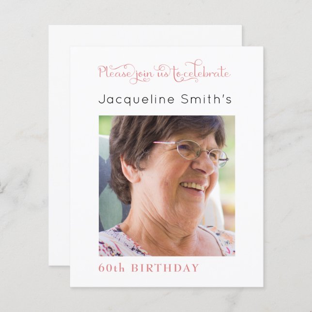 Blush Pink Geburtstags-Foto (Vorne/Hinten)