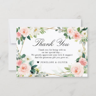 Blush Pink Geometric Botanical Wedding Dankeskarte